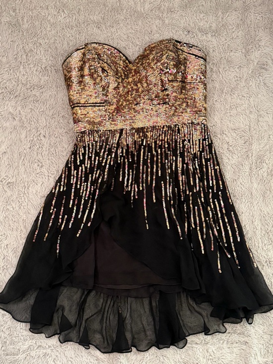 Sherri Hill Dresses & Skirts - Sherry Hill Strapless Black Dress with Gold Sequin Bodice